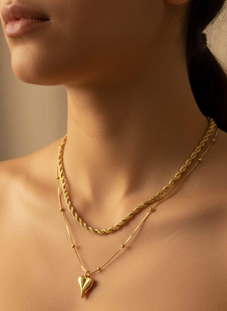 Milas Necklace & Heart Pendant Set