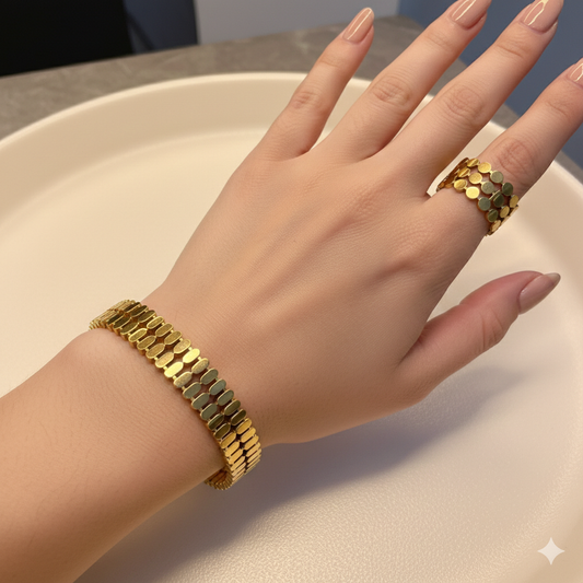 Gold Link Handcuff & Ring Set