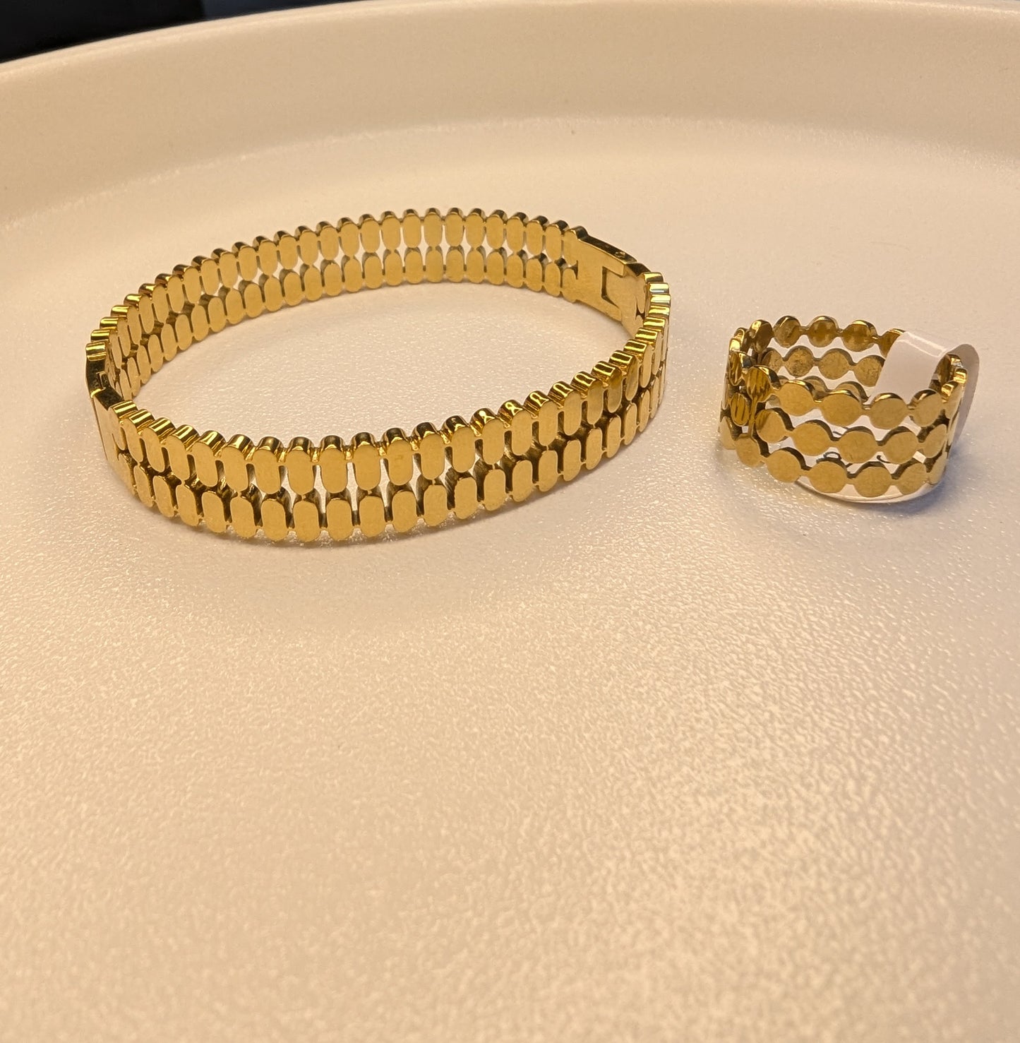 Gold Link Handcuff & Ring Set