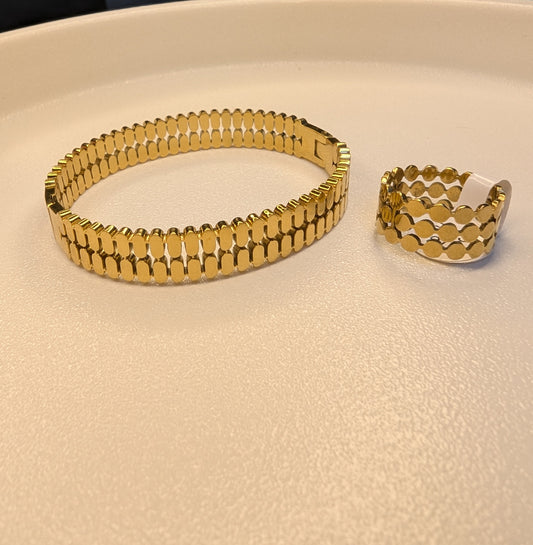 Gold Link Cuff & Ring Set