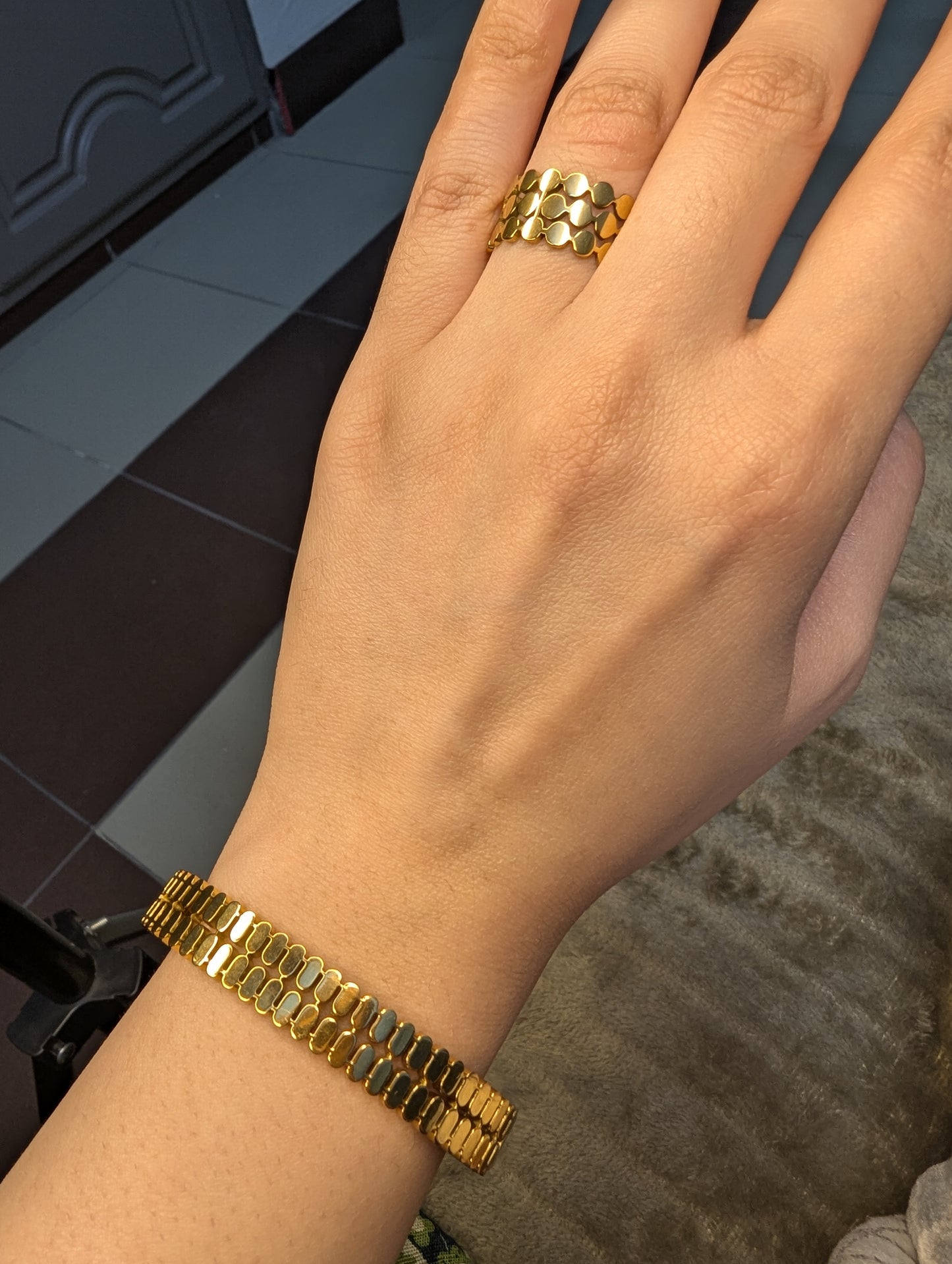Gold Link Handcuff & Ring Set